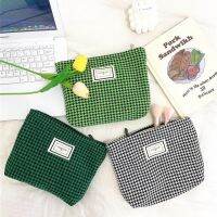 PURDORED 1 Pc Women Houndstooth Cosmetic Bag Zipper Travel Makeup Bag Large Classical Beauty Case Storage Organizer Pouch