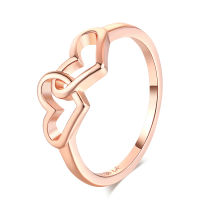 Heart to Heart Romantic Rings Rose GoldSilver Color Fashion Engagement Jewelry For Women Lovers Wholesale DWR215M