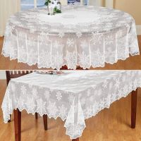 Romantic Lace Christmas Table Cloth Cover White Vintage Lace Floral Embroidery Tablecloth Home Wedding Party Xmas Decor Navidad