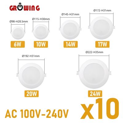 【CW】 10pcs/lot Downlight AC110V AC220V Ceiling 6W-24W Recessed Led Down light Round Panel Indoor Lighting