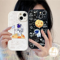 เคสเข้ากันได้กับ IPhone 11 13 12 14 11 Pro Max 14 Plus 6 6S 7 8 Plus XR X XS MAX SE 2020เคสมนุษย์อวกาศการ์ตูน TPU นุ่ม NASA แบรนด์อินเทรนด์