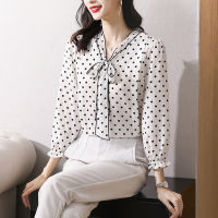 Autumn 2021 New Womens Shirt Womens Retro Hong Kong Style Versatile Top Long Sleeve Chiffon Shirt Women