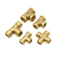 ❖ T-Shaped 1/2 3/4 Inch Copper Metal Threaded Water Pipe Connector Brass 1/2 3/4 Male Female Tee Connectors Cross Water Splitter