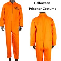 〖Gesh department store〗Men And Woman Prisoner Jumpsuit Suit Cosplay Costumes Halloween Party Carnival Unisex Orange Prison Inmate Jail Criminal Dress