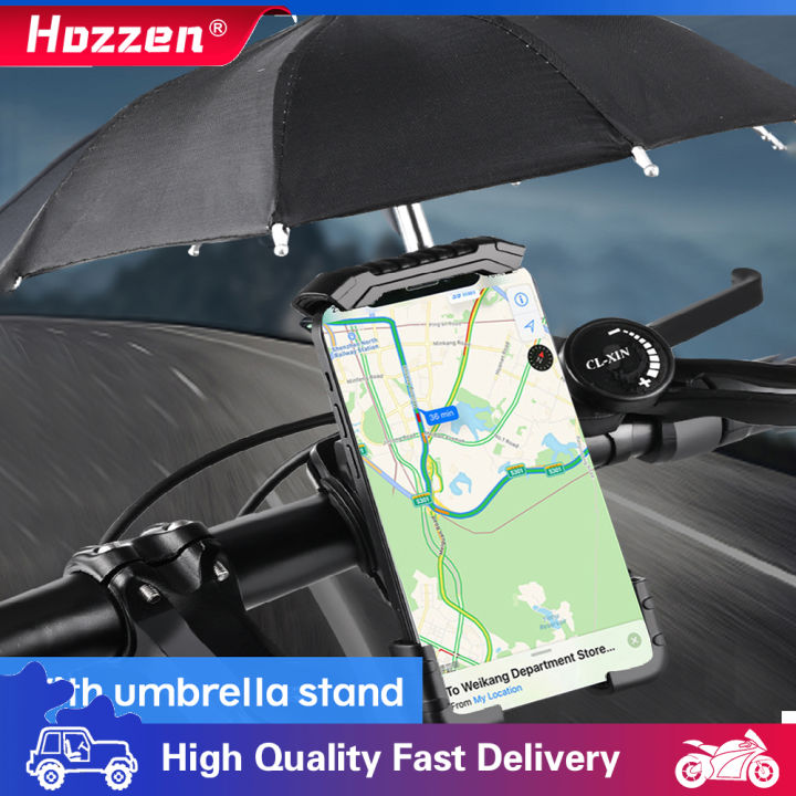 hozzen-รถยนต์ไฟฟ้ารถจักรยานยนต์จักรยานที่วางโทรศัพท์กระจกมองหลังนำทางผู้ถือ-พร้อมร่ม-ฝนตกป้องกันแสงแดดที่แนบมากับที่วางโทรศัพท์