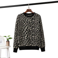 Gkfnmt Leopard Women O Neck Sweater  Autumn Winter Thick Warm Pullovers Top Soft Female Jumper Knitwear Outfits Pull