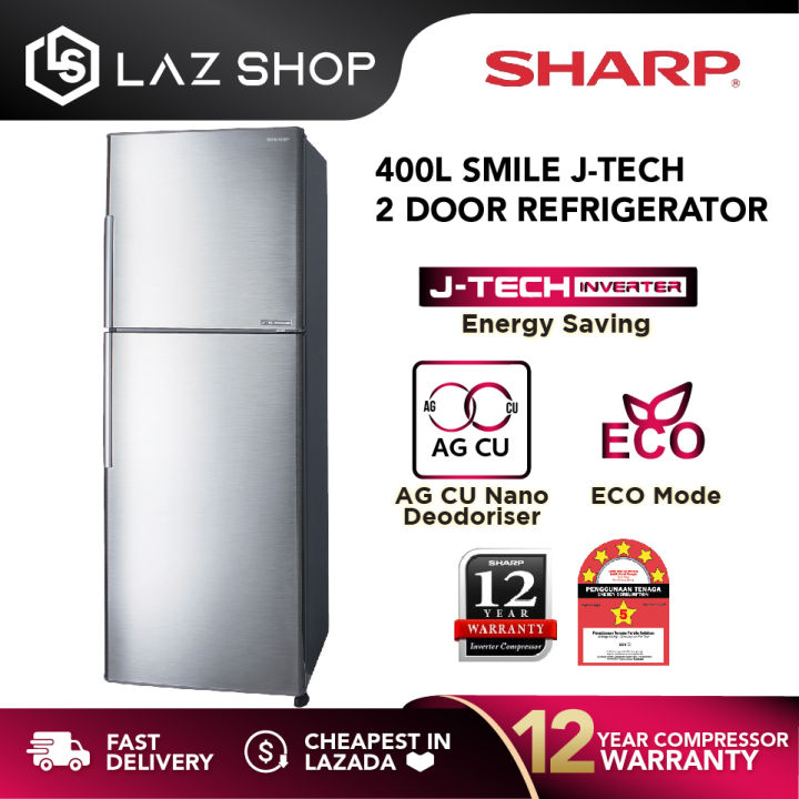 Sharp 400L J-Tech Inverter 2 Door Refrigerator SJ406MSS | AG CU Nano ...