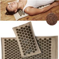 ₪∈✿ Organic Linen Acupressure Mat or Pillow or Set Yoga Meditation Mat Increase Blood Flow Neck Back Pain Relief