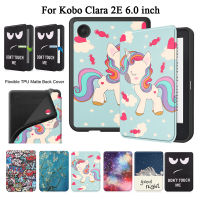 รูปแบบการ์ตูนน่ารักเคสสำหรับ Kobo Clara 2E 6.0นิ้ว E-Book Soft TPU Case Leahter Flip Case Auto Sleep/wake Fit สำหรับ Clara2E 2022ผู้อ่าน