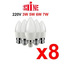 8ชิ้นล็อต LED เทียนหลอดไฟ C37 3วัตต์5วัตต์6วัตต์7วัตต์อบอุ่นสีขาวเย็นสีขาววันแสง B22 E14 AC220v-2 40โวลต์6000พันสำหรับตกแต่งบ้านโคมไฟ