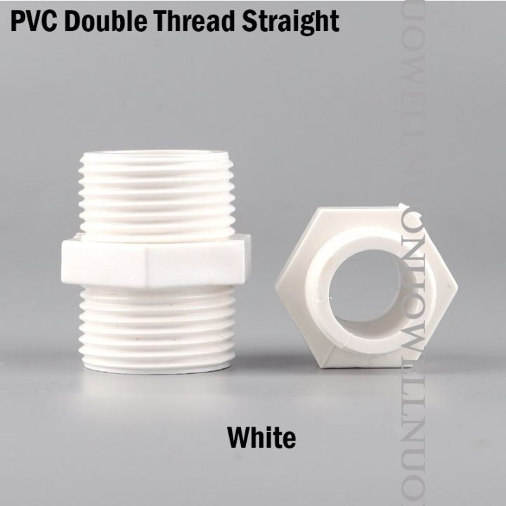 2pcs-1-2-3-4-1inch-pvc-pipe-double-thread-equal-straight-connector-garden-irrigation-watering-fish-tank-pipe-prevent-drip-joints