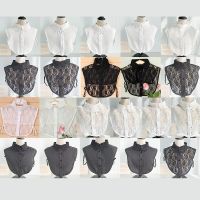 21 Styles Front Tie White Black Fake Collar Stand Detachable Collar Fake Women Vintage Lace Lady False Blouse Collar Half Shirt