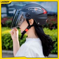 LAZADY หมวกกันน็อคสีเทาสำหรับทั้งหญิงและชายฤดูร้อนหมวกกันน็อคสี่ฤดูหมวกกันน็อคครึ่งใบไฟท้ายกันแดดแสงในฤดูร้อน