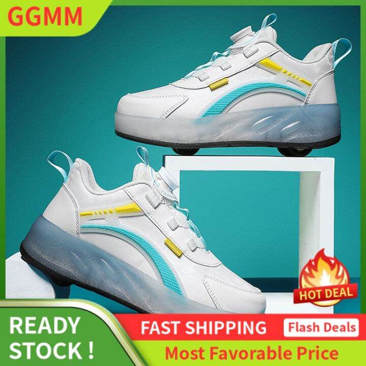 New Boys and Girls Rotating Buckle FourWheel Heelys DualUse UltraLight Skates the Skating