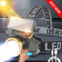 【lz】◈  2023 atualização farol led cabeça lanterna usb recarregável led farol sensor cabeça tocha carregamento solar cabeça lâmpada para pesca