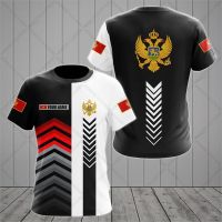 Montenegro Flag &amp; Coat of Arms Graphic Tee Summer Casual Pullover Mens Fashion Loose T-shirts Boy Oversized Short Sleeves Tops