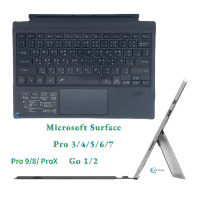 แป้นพิมพ์ ไทย Microsoft Surface Pro 9/8/7 / 6 / 5 / 4 / 3 Surface Pro X Surface GO 3/ GO 2/GO Leather Magnetic Bluetooth Keyboard With Backlit LED 7 แป้นพิมพ์ ไทย/อังกฤษ  English/Thai Keyboard