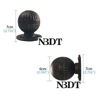 【cw】2Pcs Round Ball Vintage Iron Wooden Door Knob Pull Handle Entry Gate Garden Barn Face Mount Antique ss Red Copper Matte Black ！