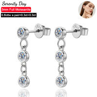 Serenty Day Real D สี0.6Cttw 3Mm Full Moissanite พู่ต่างหูสำหรับผู้หญิง100 S925เงินสเตอร์ลิงแผ่น Pt950เครื่องประดับ Fine