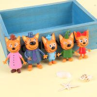 【CW】 5pcs Russian Three Happy Cats Kittens Action Figures Doll Cat Animals Figurines Kid Children Christmas toy