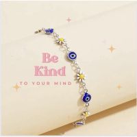 Daisy evil eye bracelet สร้อยคอมือ ดอกเดซี่ ตาปีศาจ สายปรับได้ S51