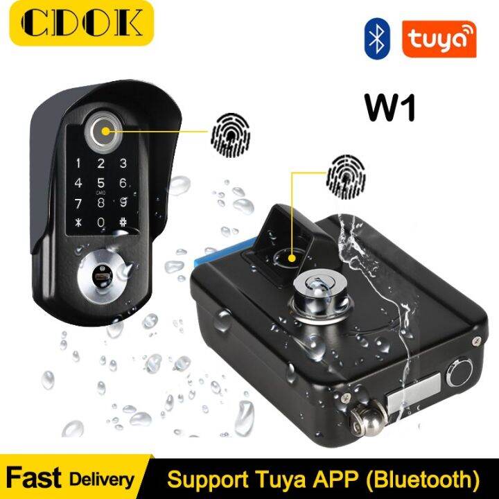 cdok-w1คู่สมาร์ทล็อกลายนิ้วมือ-tuya-app-ประตูล็อคอัจฉริยะประตูกลางแจ้งกันน้ำ-ipx6ล็อคอิเล็กทรอนิกส์ดิจิตอล