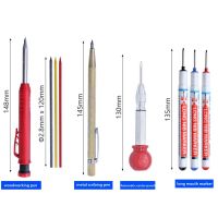 Haile Solid Carpenter ชุดดินสอเครื่องมืองานไม้ Built-In Sharpener Mechanical Deep Hole Construction Pencil Marker Scriber