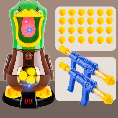 Novelty Shooting Toys with Light Hungry Shooting Duck Air-powered Soft Bullet Ball Electronic Scoring Battle Games Kid Gift