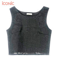 iCONiC ROSE LACE TANK TOP #2807 เสื้อผญ แขนกุด ผ้าลูกไม้  ยาว16" เสื้อแฟชั่น เสื้อกล้าม เสื้อแขนกุด เสื้อไฮโซ เสื้อลูกไม้ เสื้อสีดำ เสื้อออกงาน