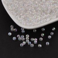 50g Eco-Friendly Transparent Acrylic Beads Round AB Color Clear AB 4mm Hole: 1.5mm about 1700pcs/50g