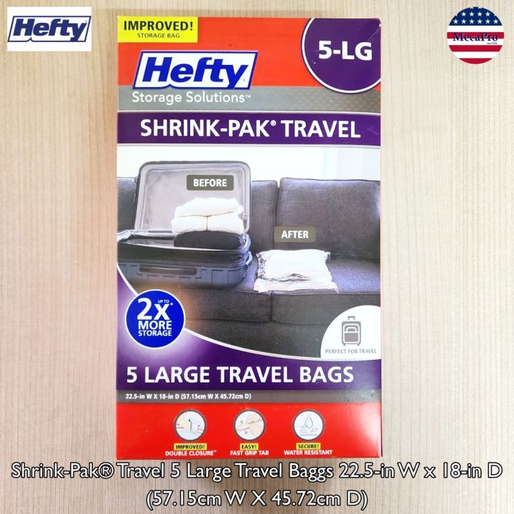 Hefty® Shrink-Pak® Travel 5 Large Travel Bags 22.5-in W x 18-in D
