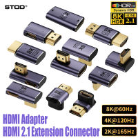 STOD HDMI เป็น HDMI แยกสาย HDMI ตัวขยายตัวเชื่อมต่อส่วนขยายอะแดปเตอร์ข้อศอกแปลง90 270องศามุมขวาสำหรับท่านชายหญิง8K 60Hz 4K 2K HD อะแดปเตอร์ต่อวิดีโอ Lshaped Upwards สำหรับพีซีแล็ปท็อปจอภาพทีวีโปรเจคเตอร์ KVM