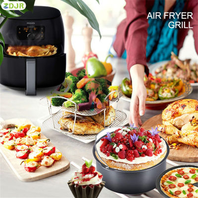 ZDJR หม้อทอด Air Fryer ชั้นวางย่างอุปกรณ์เสริมกันสนิมและไม่ง่ายต่อการเปลี่ยนรูปแร็คสำหรับบาร์บีคิวปิกนิกกลางแจ้ง