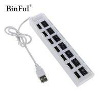 ✘❄¤ BinFul Hot Sale 480 Mbps USB 2.0 On/Off Switch Hi-Speed 7 Port Splitter Hub Adapter For PC Computer Notebook