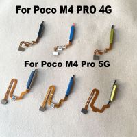 ต้นฉบับสําหรับ Xiaomi Poco M4 Pro เซ็นเซอร์ลายนิ้วมือปุ่มโฮมเมนูเครื่องสแกน Touch ID เครื่องสแกนริบบิ้นเชื่อมต่อสายดิ้น 4G 5G Global