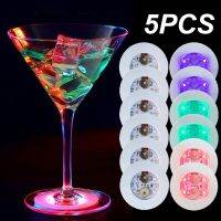 5PCS Luminous Coaster Stickers LED Bar Drinks Cup Pad Wine Liquor Bottles Coaster Atmosphere Light Cup Sticker Kitchen Accessory