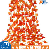 12Pcs ประดิษฐ์ Maple Leaf Vines Weatherproof กลางแจ้งแขวน Garland สำหรับฤดูใบไม้ร่วงวันขอบคุณพระเจ้า Fall Decor