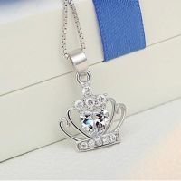 สร้อยคอจี้มงกุฎเงินสร้อยคอสร้อยเพชร Crown Pendant Necklace Silver Necklace Diamond Necklace