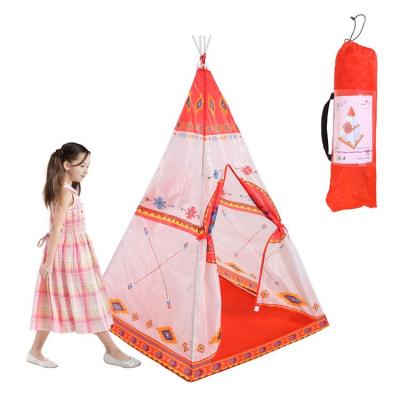 Indoor Teepee Tent Easy to Carry Playhouse Toy Tent Classic Cute Indoor Outdoor Playhouse Tent Indian Tipi Tent Playing House for Girls & Boys Indoor & Outdoor Use capable