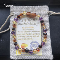 Yoowei 9สี Baby Amber สร้อยข้อมือสร้อยคอธรรมชาติ Amethyst อัญมณีผู้ใหญ่เด็ก Teething สร้อยคอ Baltic Amber เครื่องประดับขายส่ง