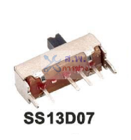 สวิทช์ เลื่อน Slide switch Toggle switch 4 ขา ขนาด 4.3x12.7mm #สวิทช์เลื่อน(4ขา,SS13D07) (1 ตัว)