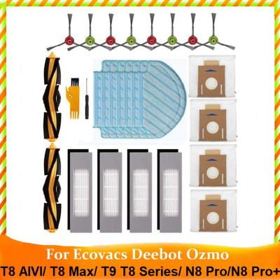 27Pcs Parts for Ecovacs DEEBOT OZMO T8 AIVI T8 Max T9 T8 Series N8 Pro N8 Pro+ Main Side Brush Filter Mop Cloth Dust Bag