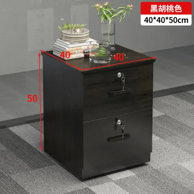 2 Drawer Wooden Office File Storage With Lock Floor Stand Design Movable File