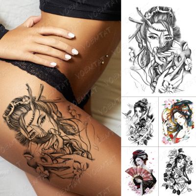 【YF】 Waterproof Temporary Tattoo Sticker Japanese Prajna Resentment Geisha Flash Tattoos Beauty Body Art Arm Fake Tatoo Women Men