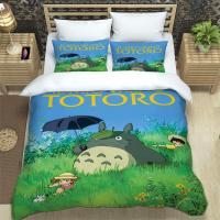 ชุดเครื่องนอนพิมพ์ลาย Totoro HD ปลอกหมอนปลอกผ้านวมเตียงนอนคู่เตียงนอนสำหรับเด็กผู้ชายเครื่องนอนที่นุ่มสบายชุดเครื่องนอนสำหรับใหญ่พิเศษวัยรุ่น