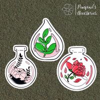 ʕ •ᴥ•ʔ ✿ พร้อมส่ง : เข็มกลัดเซ็ทต้นไม้และดอกไม้ในขวดโหลแก้ว | Plants &amp; Flower In Glass Bottle Enamel Brooch Pin Set.