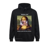 Premium Cotton Streetwear Cool Mona Lisa Print Men Top Casual Loose Men Hoodies Punk Hoodie Pullover Hoodie Tops Size XS-4XL