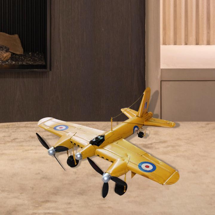 dolity-เครื่องบินสองใบพัดจำลองเครื่องบินสไตล์วินเทจสำหรับเด็ก-โมเดลเครื่องบินสไตล์วินเทจบนเครื่องบินโมเดลตั้งโชว์สำหรับเด็ก