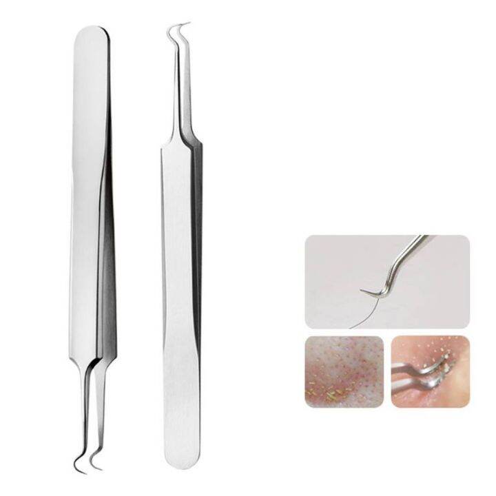 สแตนเลสสตีลแหนบ-blackhead-สิว-comedone-remover-nipper-curved-bend-head-ทำความสะอาดใบหน้าสิวคลิปเครื่องมือความงาม