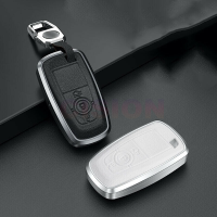 Leather Aluminium Car Key Fob Cover Case For Ford Ranger Kuga Explorer Focus Ecosport Lincoln Navigator Remote Holder Shell